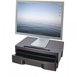 OIC Monitor Stand with Drawer, Black