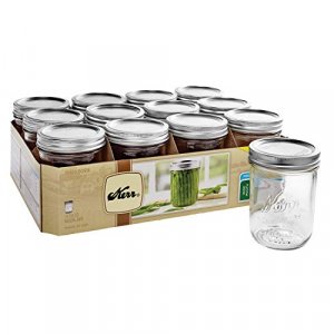 Kerr Wide Mouth Pint Glass Mason Jars 16-Ounces with Lids and Bands 12-Count per (1-Case), Clear