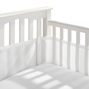BreathableBaby Breathable Mesh Crib Liner Classic Collection White Fits Full-Size Four-Sided Slatted and Solid Back Cribs Anti-Bumper