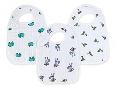 aden + anais Snap Baby Bib, 100% Cotton Muslin, 3 Layer Burp Cloth, Super Soft & Absorbent for Infants, Newborns and Toddlers, Adjustable with Snaps,