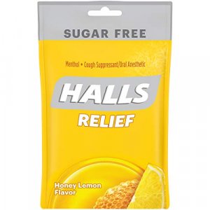 HALLS Relief Sugar Free Honey-Lemon Flavor Cough Drops, 1 Bag (25 Total Drops)