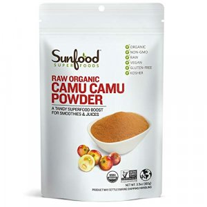 Sunfood Camu Camu Powder. Raw, Organic. 100% Pure Camu Camu Super Berry.Great for Drinks, Juices, Smoothies. Natural Source of Vitamin C. 3.5 oz Bag