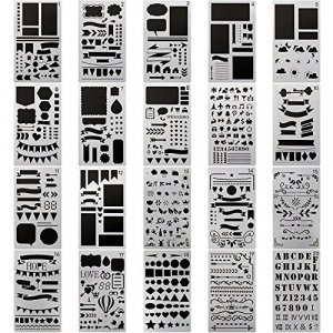 20 PCS Journal Stencils Planner Stencils for Junk Journal Notebook Diary Scrapbook DIY Drawing Template Journal Stencil 4x7 Inch