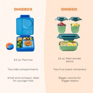 OmieBox - 3 Compartment Bento Lunch Box + Thermos Food Jar for Kids -  Leak-Proof and Insulated - Two Temperature Zones for Hot & Cold Food (Pink  Berry) 