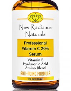 Organic Anti-Aging Vitamin C Serum With 20% Vitamin C + E + 11% Hyaluronic Acid + MSM For Fading Wrinkles, Freckles, Acne Scars, Discoloration & Age