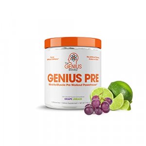 Genius Pre Workout All Natural Nootropic Preworkout Powder & Caffeine-Free Nitric Oxide Booster with Beta Alanine and Alpha GPC - Focus, Energy and M