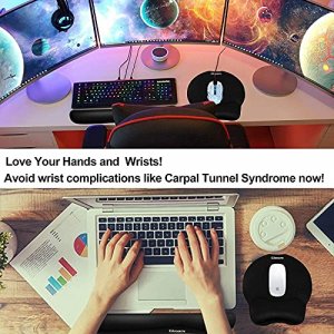 Gimars Upgrade Enlarge Superfine Fibre Soft Smooth Gel Ergonomic Mouse Pad Wrist Support and Keyboard Wrist Rest for Computer, Laptop, Mac, Gaming an