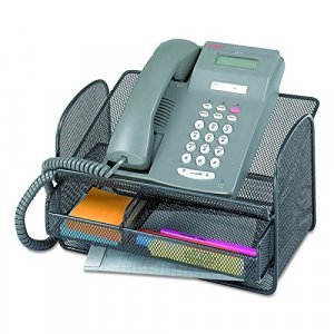 Safco Onyx Mesh Telephone Stand With Drawer, 7