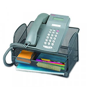 Safco Onyx Mesh Telephone Stand With Drawer, 7