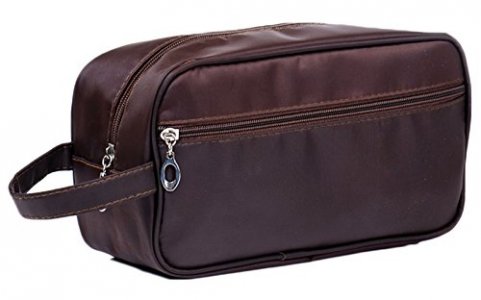 iSuperb Toiletry Bag Travel Organizer Classy Waterproof Portable Wash Gym Shaving Bag for Men 10x6x4inch(Coffee)