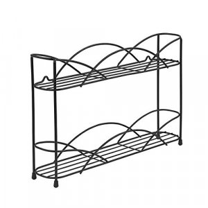 Spectrum Diversified Countertop Rack Cabinet Pantry Organization & Storage, 2-Tier Spice Organizer with Optional Wall Mount, Black