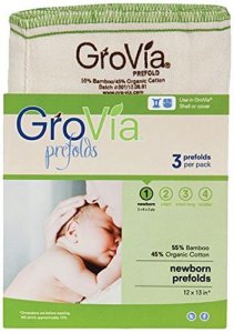 GroVia Reusable Organic Cotton Prefold Baby Cloth Diaper (Size 1)