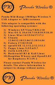Panda Mid Range 150Mbps Wireless N USB Adapter w/ 2dBi Antenna-Win XP/Vista/7/8/10,Mint,Ubuntu,MX Linux,Manjaro,Fedora,Centos,Kali Linux & Raspbian