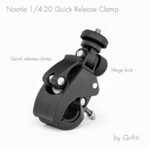 GRIFITI Nootle Quick Release Pipe Clamp 1/4 20 Thread for Cameras and Nootle Mounts Works for Tripods Music Microphone Stands Any Pipe Bar 1.5 Inches