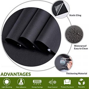 VELIMAX Static Cling Total Blackout Window Film Privacy Room Darkening Window Tint Black Window Cover 100% Light Blocking No Glue (17.7 x 78.7 inch)