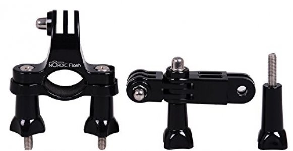 Handlebar Bike Mount for GoPro Cameras -Perfect Seatpost/Clamp for Bicycles & More -with Metal Screws + 3-Way Adjustable Pivot Arm Black