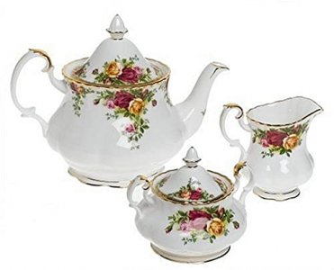 Royal Albert Old Country Roses 3-Piece Tea Set, Whit/Floral