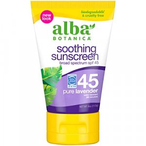 Alba Botanica Sunscreen Lotion SPF 45, Pure Lavender, 4 Oz (Packaging May Vary)