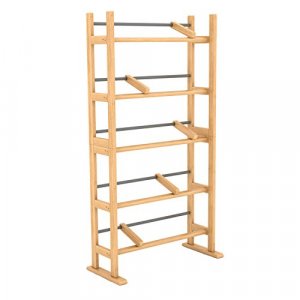 Atlantic Element Media Storage Rack - Holds Up to 230 Cds or 150 Dvds, Contemporary Wood & Metal Design with Wide Feet for Greater Stability, PN35535