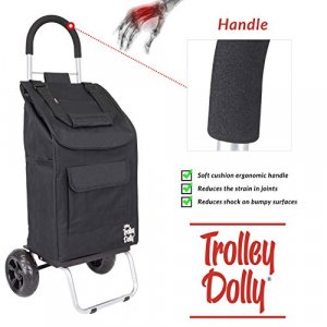 dbest products 1517 Trolley Dolly Black Foldable Shopping cart for Groceries with Wheels and Removable Bag and Rolling Personal Handtruck Standard