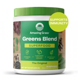 Amazing Grass Greens Blend Superfood: Super Greens Powder with Spirulina, Chlorella, Beet Root Powder, Digestive Enzymes, Prebiotics & Probiotics, Or