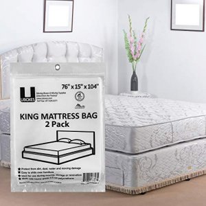 uBoxes King Mattress bags 2 Pack 76x15x104 Poly Bags Protective Moving Storage