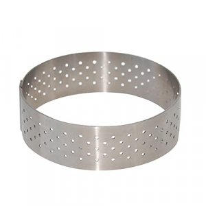 de Buyer - Round Perforated Valrhona Tart Ring - Baking Supplies - Stainless Steel Cake Ring - Dishwasher Safe - 2