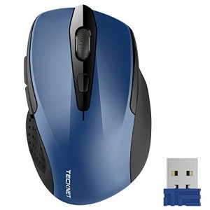 TECKNET Pro 2.4G Ergonomic Wireless Optical Mouse with USB Nano Receiver for Notebook,6 Buttons,24 Months Battery Life, 2600 DPI, 5 Adjustment Levels