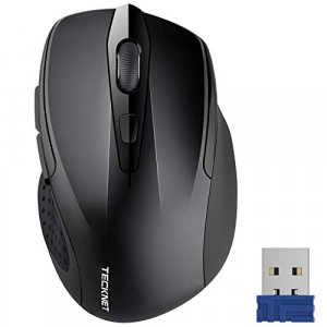 TECKNET Pro 2.4G Ergonomic Wireless Optical Mouse with USB Nano Receiver for Notebook,6 Buttons,24 Months Battery Life, 2600 DPI, 5 Adjustment Levels