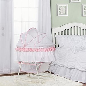 Dream On Me Lacy Portable 2-in-1 Bassinet, Pink/White
