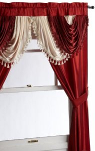 Regal Home Collections Amore 54 84-Inch Luxurious 5PC Attached Valance, Brick Window Curtain Set