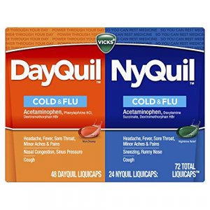 Vicks DayQuil & NyQuil LiquiCaps, Cough, Cold & Flu Relief, Sore Throat, Congestion Relief, Day & Night Relief, 72 LiquiCaps (48 DayQuil, 24 NyQuil)