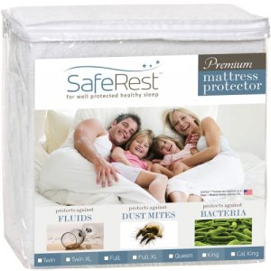 SafeRest Mattress Protector King, Premium, Cotton, Waterproof Mattress Cover Protectors White