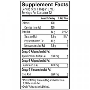 Barlean's Fresh Flaxseed Oil from Cold Pressed Flax Seeds - 7,640mg ALA Omega 3 Fatty Acids for Improving Heart Health - Vegan, USDA Organic 16-Oz