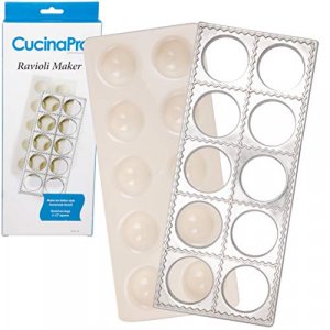  Ravioli Maker by Cucina Pro - Includes Tray and Press Tool -  Makes 12 Italian, Authentic Raviolis at a Time, XL 1 3/4 Inch Squares, Easy  to Use Pasta Maker Kit