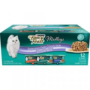 Purina Fancy Feast Wet Cat Food Variety Pack, Medleys Shredded Fare Collection - (2 Packs of 12) 3 oz. Cans