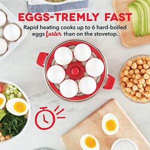 Dash Rapid Egg Cooker: 6 Egg Capacity Electric Egg Cooker for Hard Boiled Eggs, Poached Eggs, Omelets with Auto Shut Off Feature - Red