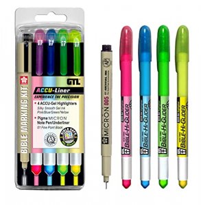diversebee bible highlighters and pens no bleed, 8 pack assorted colors gel  highlighters set, bible markers no bleed through