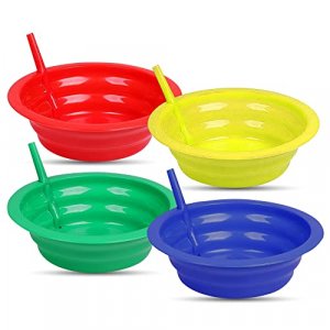 8 Pc Cereal Bowls with Straws and Kids Straw Cups Set Sippy Sip-a-Bowl BPA  Free