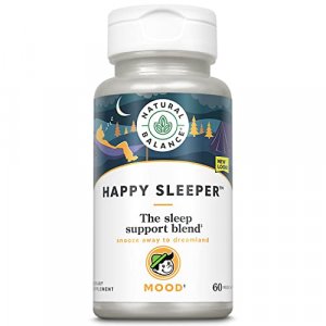 Natural Balance Happy Sleeper | Herbal Supplement | Features Melatonin, Valerian Root, 5-HTP & GABA | 60 Capsules