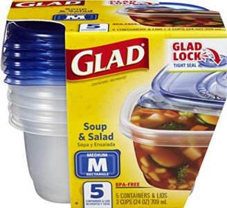GladWare Soup & Salad Food Storage Containers for Everyday Use | Medium Rectangle Containers for Food Storage | Containers Hold up to 24 Ounces of Fo