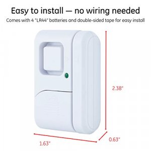 GE Personal Security Window and Door Alarm, 1 Pack, DIY Protection, Burglar Alert, Wireless, Magnetic Sensor, Off/Chime/Alarm, Easy Installation, Ide