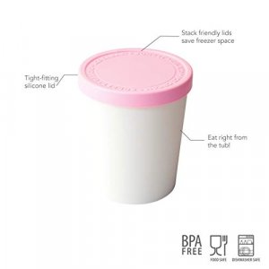 Tovolo Sweet Treat, 6 oz. Mini Tubs Set of 4, Tight-Fitting Silicone Lid,  Easy Stacking Reusable Ice Cream Container, 6-Ounces, Assorted