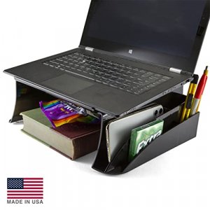 Officemate Telephone Stand, Laptop Stand, Black Plastic Computer Riser, Laptops Elevator for Desk, 12.5 x 10 .125 x 5.25 Inches, Black (21522)