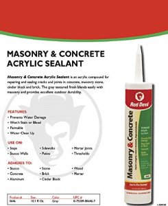 Red Devil 0646 Masonry and Concrete Acrylic Sealant, Pack of 1, Gray