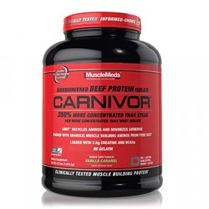 MuscleMeds Carnivor Bioengineered Beef Protein Isolate, Vanilla Caramel, 4.2 Pound