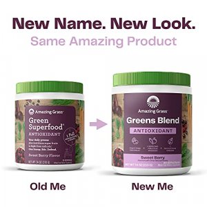 Amazing Grass Greens Blend Antioxidant: Super Greens Powder with Spirulina, Beet Root Powder, Elderberry, Prebiotics & Probiotics, Sweet Berry, 100 S