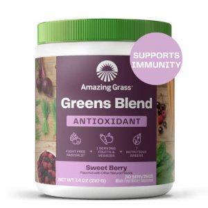 Amazing Grass Greens Blend Antioxidant: Super Greens Powder with Spirulina, Beet Root Powder, Elderberry, Bilberry, Prebioitics & Probiotics, Sweet B