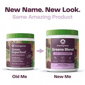 Amazing Grass Greens Blend Antioxidant: Super Greens Powder with Spirulina, Beet Root Powder, Elderberry, Bilberry, Prebioitics & Probiotics, Sweet B