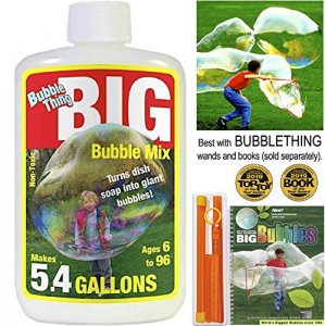 BUBBLETHING Big Bubble Mix Bubbles Biggest by Far. (See Our Videos.) Refills All Giant Bubble Wands, Machines. Makes Easy Safe Solution for Kids, Age